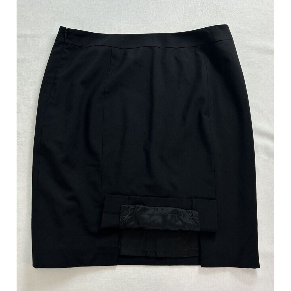 LAFAYETTE 148 New York $298 Black‎ Virgin Wool Classic Pencil Skirt Size 12 EUC - Picture 3 of 12